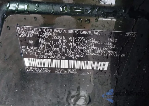 2013 Toyota Rav4 Limited z USA, uszkodzony, nr VIN 2T3DFREV4DW063418